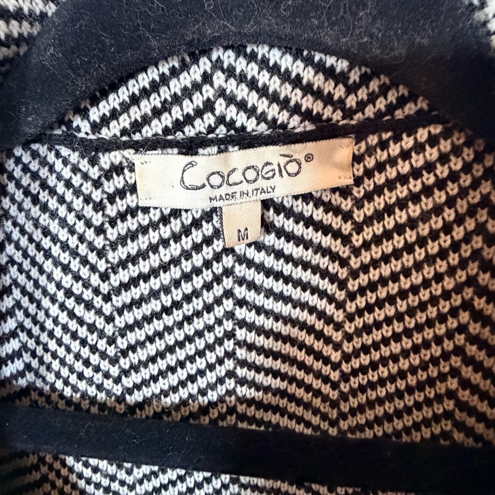 Cocogio herringbone wool sweater black and white M - Picture 2 of 5
